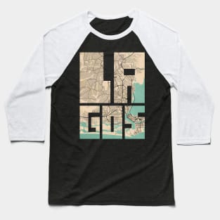 Lagos, Nigeria City Map - Vintage Baseball T-Shirt